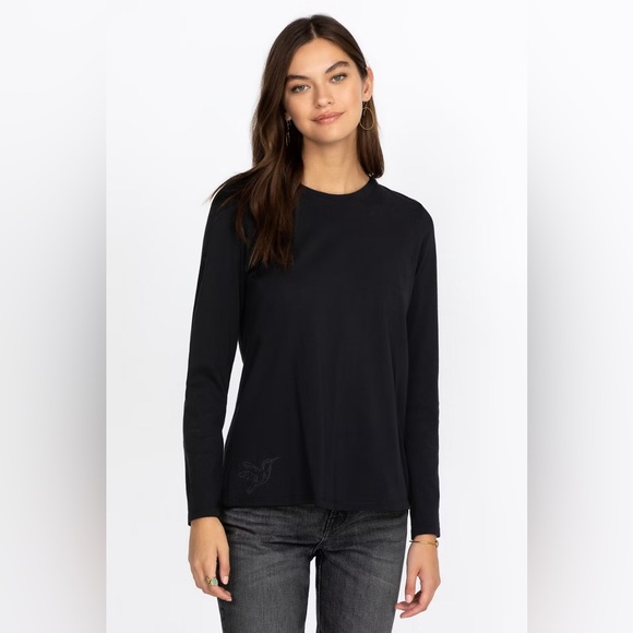 Johnny Was Tops - Johnny Was Black Long Sleeve Crew Neck Knit Top Size Medium / Large